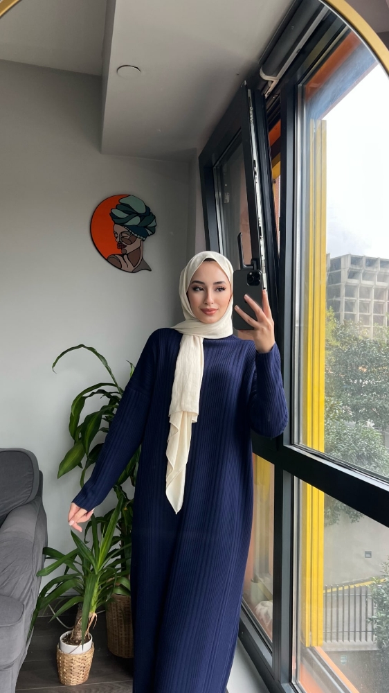 Resim Şık triko elbise Lacivert
